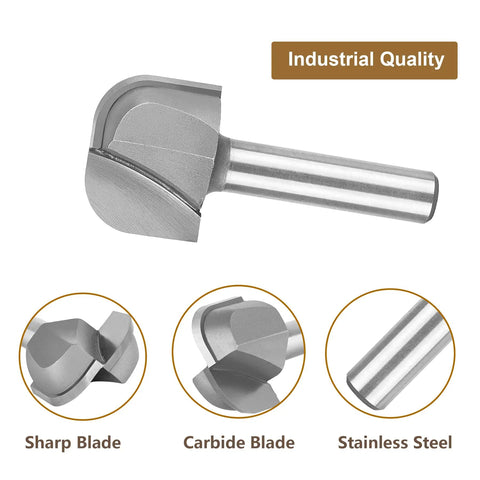 Oval Bowl And Tray Router Bit With Three Quarters Inch Cutting Diameter, industrial quality double flute tungsten carbide tool