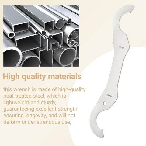 Bicycle Headset Lockring Wrench With Dual Radius Hooks 41-42 mm Outer Diameter And 43-44 mm Ring Length shown with steel details