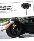 Spare tire bolt adapter securing spare tire in car trunk, black heavy-duty design, for easy install and safety.