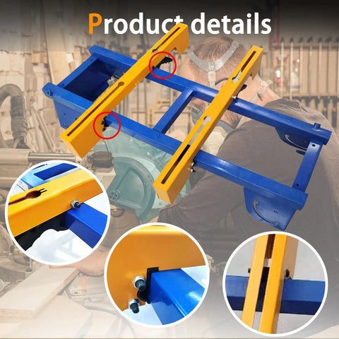 2 Pack Miter Saw Mounting Brackets For DMS01A DMS03A And PM7002 Stand, Yellow Tool Mounts Shown With Close-up Details