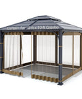 Universal Replacement Mosquito Netting For 10 By 10 Gazebo With 4 Panel Screen Walls And Zippers Outdoor Canopy Netting Weather Resistant Polyester Khaki Mosquito Net Only