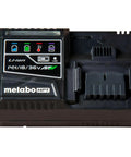 Rapid 18V and 36V slide battery charger with USB port, showcasing charge indicators and battery slots for lithium-ion tools