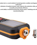 Pro Grade No Fuss Handheld Vibration Tester With Dead On Accurate Acceleration Velocity And Displacement Readings For Industrial Machining Equipment and Machine Shop Diagnostics, close-up view of device and attachment.