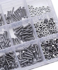 M3 To M5 Alloy Steel Hex Socket Button Head Screws Kit In Silver For Furniture And DIY Projects Cap Bolts Pack With 300 To 499 Pcs