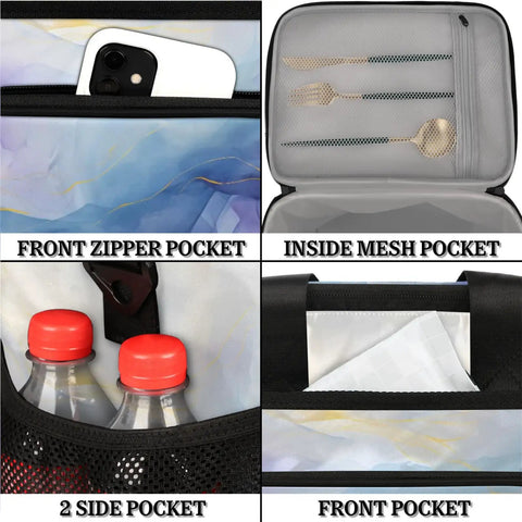 Abstract Color Insulated Picnic Backpack Lunch Bag For Women And Men Ultra Large Portable Lunch Tote pockets view