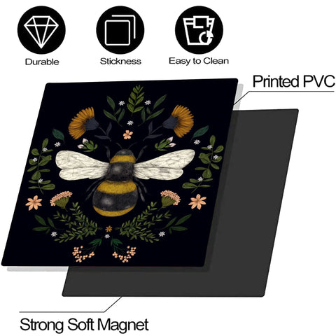 Autumn Bee Dishwasher Cover Magnetic Sticker 23x26 Inch Floral Flower Wasp Decor with bee and floral design, bubble free