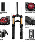 Beefy 20 Or 24 Inch Mountain Bike Suspension Air Fork With 28.6mm Steerer, 220mm Length Straight Steerer, 9mm Disc Brake Version