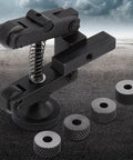 Four Wheel Knurling Tool For Mini Lathe With Adjustable Shank And Spring Action, showing tool and spare wheels on surface