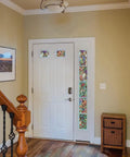 Self-Adhesive Privacy Glass Window Film in Spring Chapel Tulia Pattern installed on door windows in home entryway.