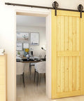 20Ft Heavy Duty Sliding Barn Door Hardware Kit for Smooth Quiet Operation with Big Spoke Wheel Hanger J Style Installed