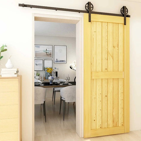 20Ft Heavy Duty Sliding Barn Door Hardware Kit for Smooth Quiet Operation with Big Spoke Wheel Hanger J Style Installed