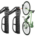 Garage Wall Mount Bike Storage Rack 2 Pack, Vertical Bike Hooks, Space Saver Hanger System, Anti Scratch Rubber Coated Hooks installed
