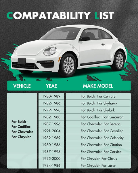 Compatibility list for vehicles with Two 1 Inch Wheel Spacers Adapters For 5x100 To 5x112 Conversion, showing various makes and models.