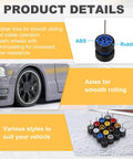1/64 Scale Wheel And Tire Set With Axles For RC Diecast Cars Real Riders Rims 7-Spoke Blue And Black Plug And Play Upgrade