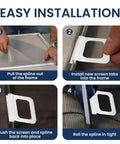 Demonstration of easy installation for 35 Pack Window Screen Pull Tabs In Frosted Clear With Universal Spline Grooves.