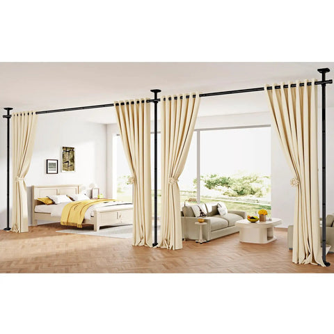 No Drill Room Divider Curtain Rod With 4 To 10 Feet Height And 28 To 140 Inch Width Heavy Duty Tension Rod in modern living room