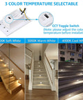 Dope LED Step Lights 3CCT Dimmable 120-277V For Indoor Outdoor Stairway Lighting IP65 Zinc Alloy, 150LM 2.5W Selectable 2700K 3000K 4000K CRI90 ETL White 6 Pack on stairs