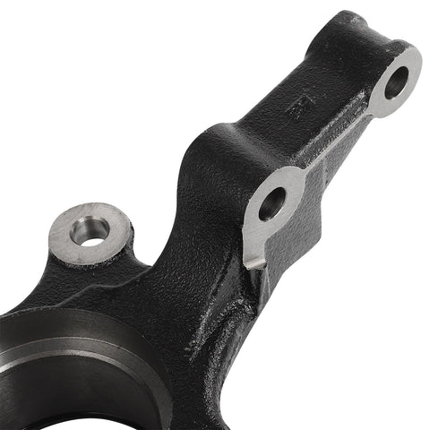 Close-up of front steering knuckle for Sentra 2000-2006 showing metal construction, part of wheel bearing hub assembly