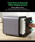 Falcon AP1 Mini Smoke Purifier For Laser Engravers with open filter door showing tool-free replacement