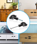 Oval Birdcage Cabinet Knobs Set, 12 Pack Iron Drawer Pulls In Flat Black Finish shown with screws and mounted on various cabinets