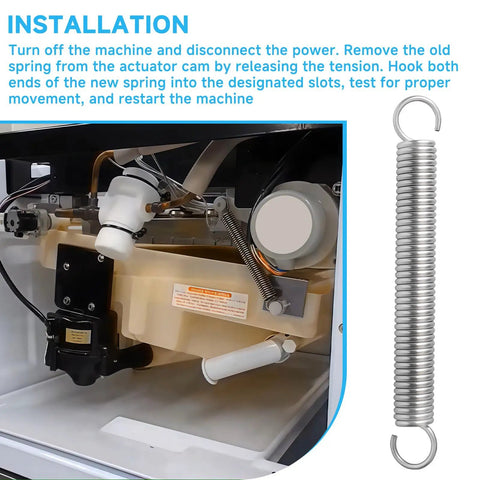 Extension Spring For Ice Machine Actuator Cam Replacement Ready To Install For IM 240M2E IM 240DME IM 240AME IM 240NE IM 240DNE IM 240ANE And IM 500SAA Tray Drive Cam Assemblies Compatible With 4H3473-01, stainless steel 140mm spring