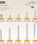 Replacement Barrel Nuts And Flat Head Screws Set for DIY Furniture Assembly M6 61 Pieces in 304 Stainless Steel with wrench details