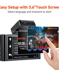 User setting up 4K and 1080P Dual Dash Cam With 3.6 Inch IPS Touch Screen Front And Rear Cameras Built In WiFi G Sensor Night Vision