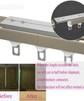 Heavy Duty Smooth Glide Sliding Barn Door Roller Set Built Different Metallic Chain Track For Room Dividers Rustproof Aluminum Rail close-up install view