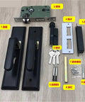 Black Aluminum Door Lock Set With Silent Handle For Bedroom And Bathroom Heavy Duty Aluminum Alloy Security Lock Hardware With Key Easy Install Lockset For Home Doors Built To Last And Totally Reliable components displayed