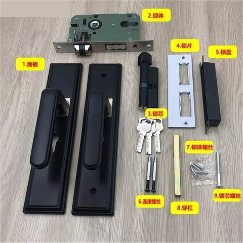 Black Aluminum Door Lock Set With Silent Handle For Bedroom And Bathroom Heavy Duty Aluminum Alloy Security Lock Hardware With Key Easy Install Lockset For Home Doors Built To Last And Totally Reliable components displayed