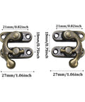 Antique Bronze Mini Swing Arm Latch Set With Old School Vintage Toggle Clasp Lock Catch Hasps for Jewelry Box Wooden Case 32x27mm Two Sets