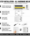 5-step installation guide for Sleek Quick Swap Access Panel 10X18 Inch Featuring Magnetic Aluminum Frame and Tough Galvanized Steel.