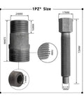 Dimensions of Double Head Magneto Flywheel Puller Tool With 24Mm Right Hand And 27Mm Left Hand Threads for engine repairs.