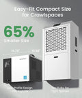 Serious 70 Pint Commercial Dehumidifier With Built In Pump And Drain Hose For Crawl Spaces And Large Basements Up To 5000 Sq Ft compact design comparison
