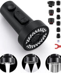 No Sweat Matte Black Kitchen Faucet Replacement Head With Solid 15 Piece Adapter Kit Pull Down Sink Sprayer Nozzle close-up view.