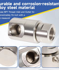 Close-up of Half Inch Hose Reel Swivel With Grease Zerk Fitting, 90 Degree Inlet Outlet, nickel-plated steel material