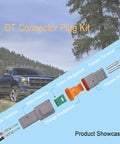 Diagram of DT 2 Pin Connector Kit Waterproof Automotive Wire Connectors with 5 Pairs Gray DT04 2P Male and DT06 2S Female.