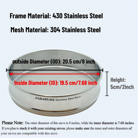 140 Mesh Stainless Steel Lab Sieve 8 Inch Sifter For Powder Pellet Flour Liquid Filtration, Leak Proof Mesh Strainer
