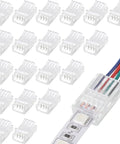 20 Pcs 4 Pin 10mm LED Strip Connectors Waterproof Adapter 22 AWG Wires For RGB Strip Lights displayed with wiring detail