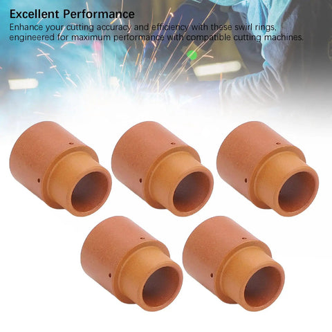 Five Piece Plasma Swirl Ring Kit For Versa Cut 40 Torch CB50 CB60 CB70 shown with five durable swirl rings