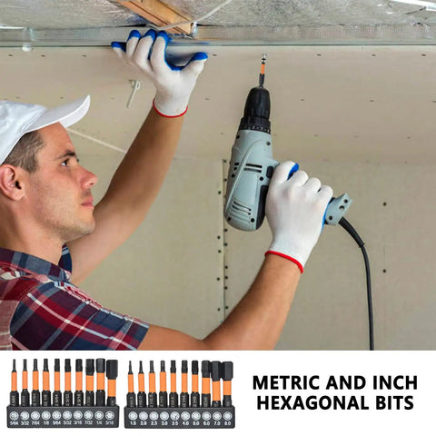 Huge 20-Piece Metric And Inch Allen Wrench Bit Set With S2 Steel Heavy Duty Hex Drill Bits For Tough Jobs And Home Repairs That Are Totally Awesome in use with cordless drill