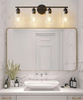 Dope Industrial Matte Black 3 Light Vanity Light Fixture For Bathroom With Clear Glass Shades Modern Farmhouse Over Mirror Bath Light ETL Certified Today