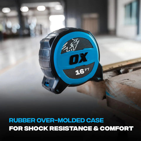 Rugged 25 Ft Tape Measure With Nylon Coated 1.25 Inch Blade, Dual Magnet Hook, Shockproof ABS Housing, Stands Out Up To 13 Ft, Magnetic Construction Tape Measure For Pros And DIY Projects on a wooden surface