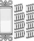 Image of 40 Pack Single Pole Light Switch Decorator Paddle Rocker Interrupter 15A 120 To 277 Volts White UL Listed Residential
