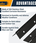ALBO 36-inch black piano hinge, continuous 304 stainless steel, matte finish, surface-mount, 2-pack for piano lids