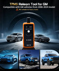 No Hassle Tpms Relearn Tool For Gm Cars El 50448 displayed with various GM vehicle types including cars, SUVs, and pickups.