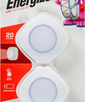 Tap On Off LED Light Stick-On Battery Powered Wireless Portable Light For Cabinets And Closets No Fuss White Under Cabinet Lighting Pantries Attics Bathrooms RVs Requires 3 AA Batteries 2 Pack in packaging