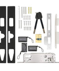 All In One Antitheft Door Lock With Waterproof Build And Fingerprint Password IC Card Mobile App Remote Unlock Key Backup 200 Fingerprints 100 Cards Tuya Compatible Aluminum Alloy Easy Install components laid out