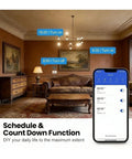 Smart WiFi Wall Socket with Black Glass Touch Panel and 20A Power Monitor offering 4400W capacity in a stylish living room setting.