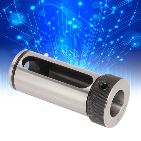 Side view of silver Kanasi Morse taper drill sleeve adapter with knurled end for MTA1–MTA4 lathe milling